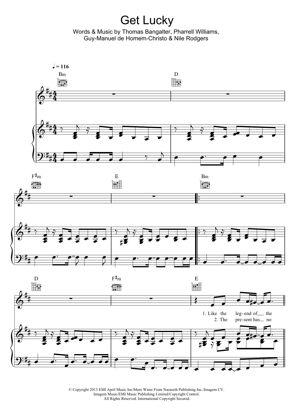 Download Daft Punk Get Lucky (feat. Pharrell Williams) Sheet Music and learn how to play Ukulele Lyrics & Chords PDF digital score in minutes