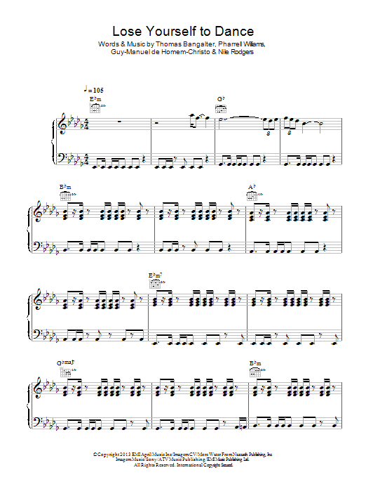 Download Daft Punk Lose Yourself To Dance Sheet Music and learn how to play Piano, Vocal & Guitar (Right-Hand Melody) PDF digital score in minutes