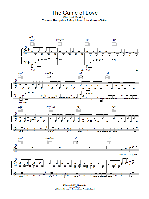 Download Daft Punk The Game Of Love Sheet Music and learn how to play Piano, Vocal & Guitar (Right-Hand Melody) PDF digital score in minutes