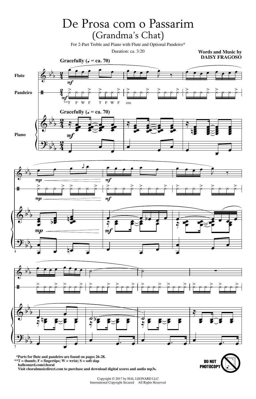 Download Daisy Fragoso De Prosa Com O Passarim Sheet Music and learn how to play 2-Part Choir PDF digital score in minutes