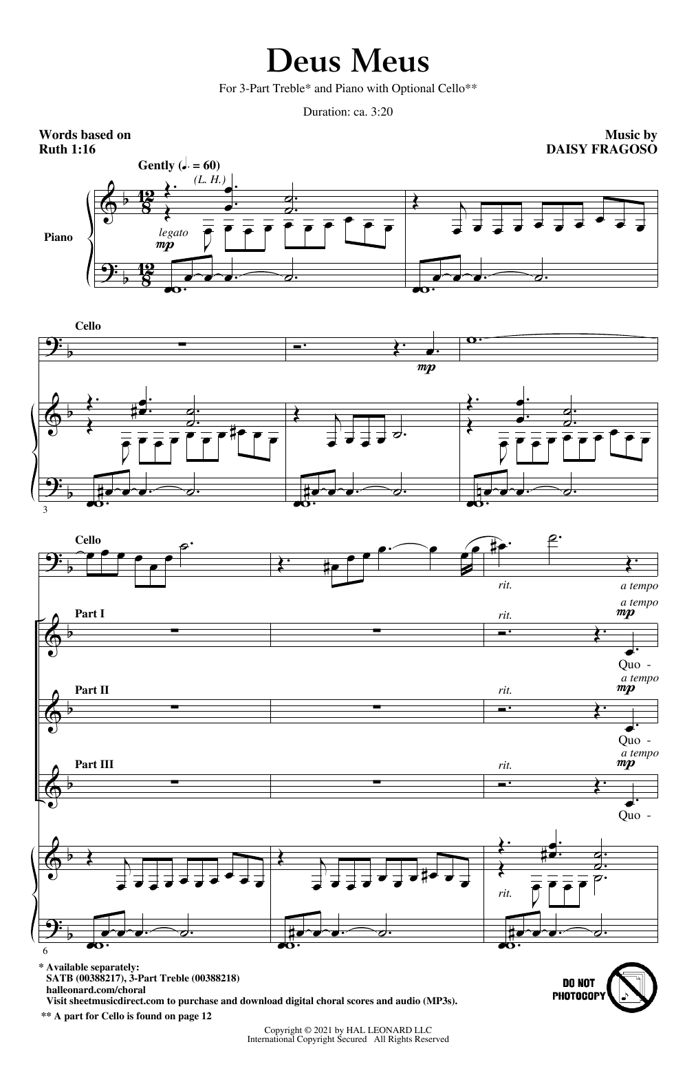 Download Daisy Fragoso Deus Meus Sheet Music and learn how to play 3-Part Treble Choir PDF digital score in minutes