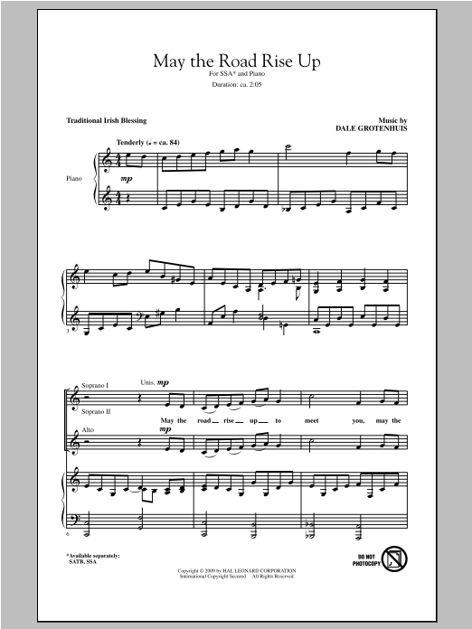 Download Traditional May The Road Rise Up (arr. Dale Grotenhuis) Sheet Music and learn how to play SATB PDF digital score in minutes