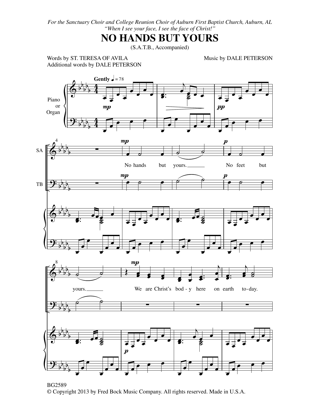 Download Dale Peterson No Hands But Yours Sheet Music and learn how to play SATB Choir PDF digital score in minutes