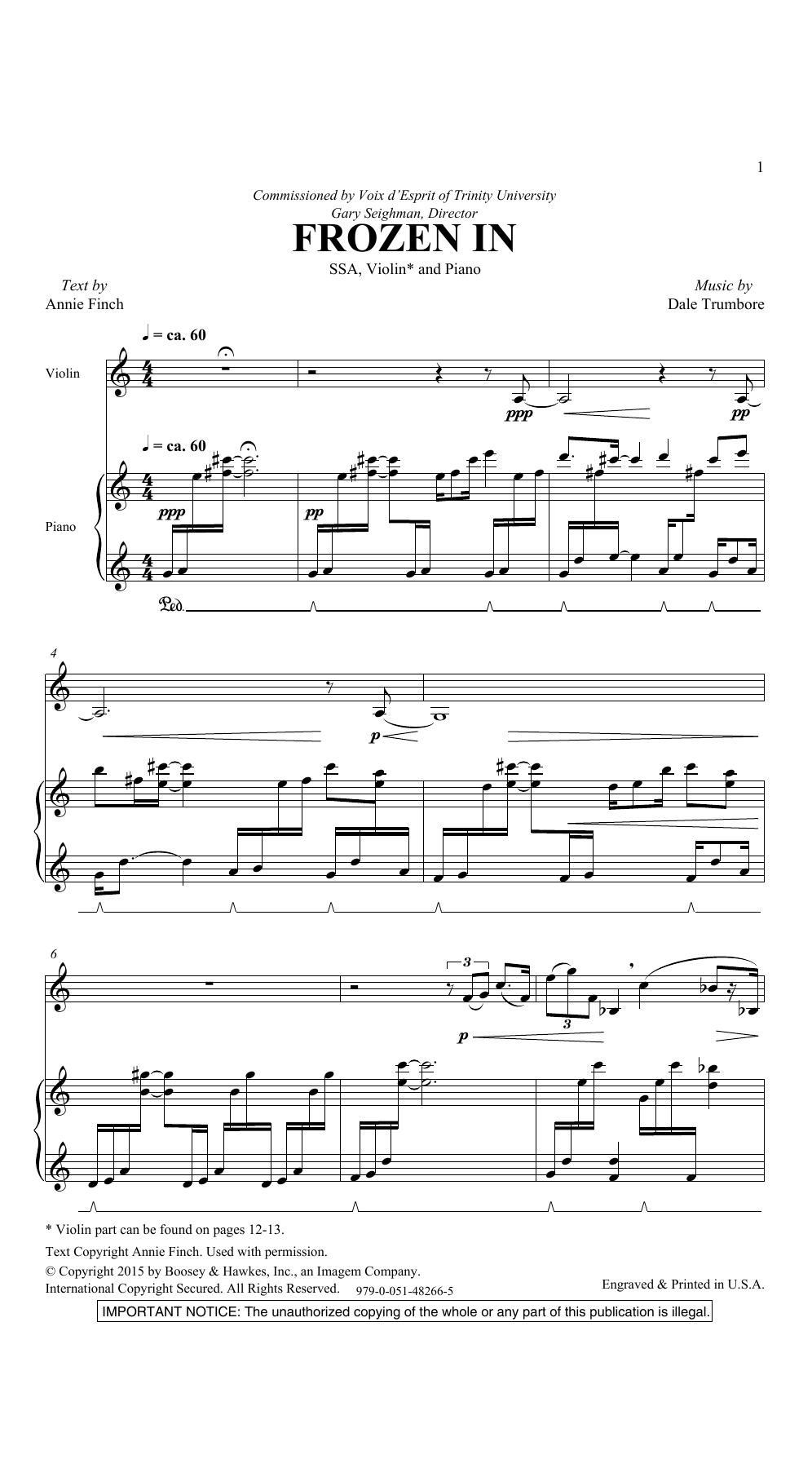 Download Dale Trumbore Frozen In Sheet Music and learn how to play SSA Choir PDF digital score in minutes