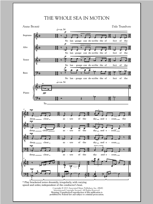 Download Dale Trumbore The Whole Sea In Motion Sheet Music and learn how to play SATB PDF digital score in minutes