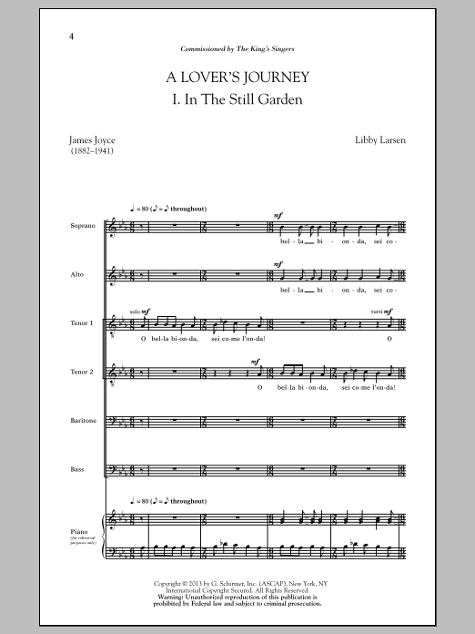 Download James Joyce A Lover's Journey (arr. Dale Warland) Sheet Music and learn how to play SATB PDF digital score in minutes