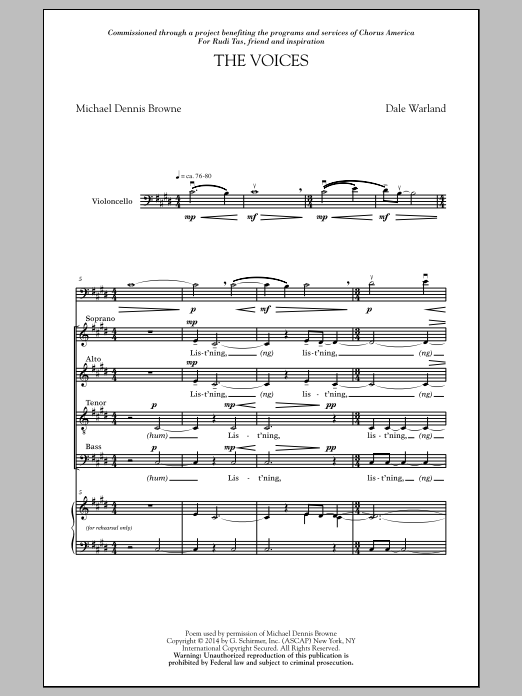 Download Dale Warland The Voices Sheet Music and learn how to play SATB PDF digital score in minutes