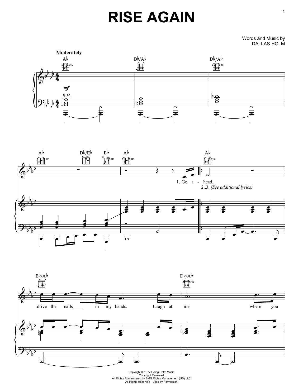 Download Dallas Holm Rise Again Sheet Music and learn how to play Easy Guitar PDF digital score in minutes