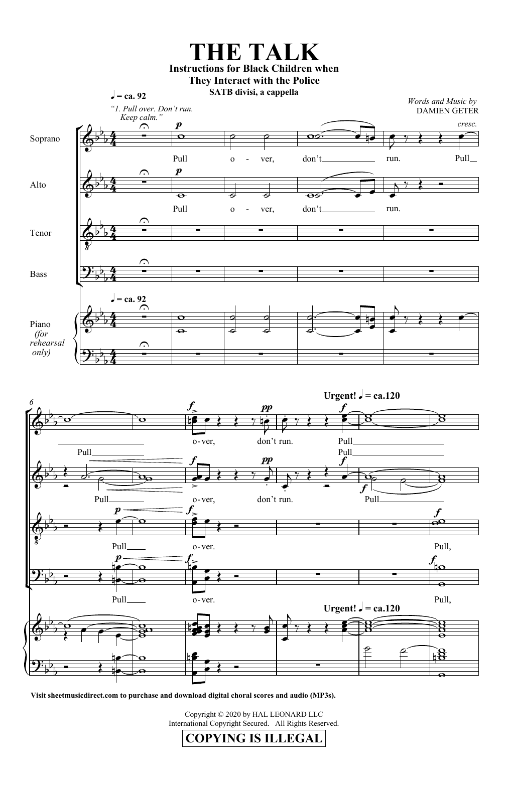 Download Damien Geter The Talk Sheet Music and learn how to play SATB Choir PDF digital score in minutes