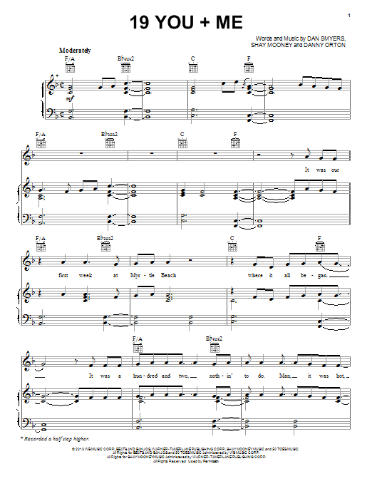 Download Dan & Shay 19 You + Me Sheet Music and learn how to play Piano, Vocal & Guitar (Right-Hand Melody) PDF digital score in minutes