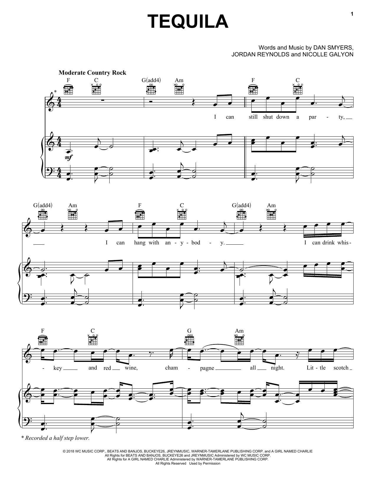 Download Dan + Shay Tequila Sheet Music and learn how to play Easy Guitar Tab PDF digital score in minutes