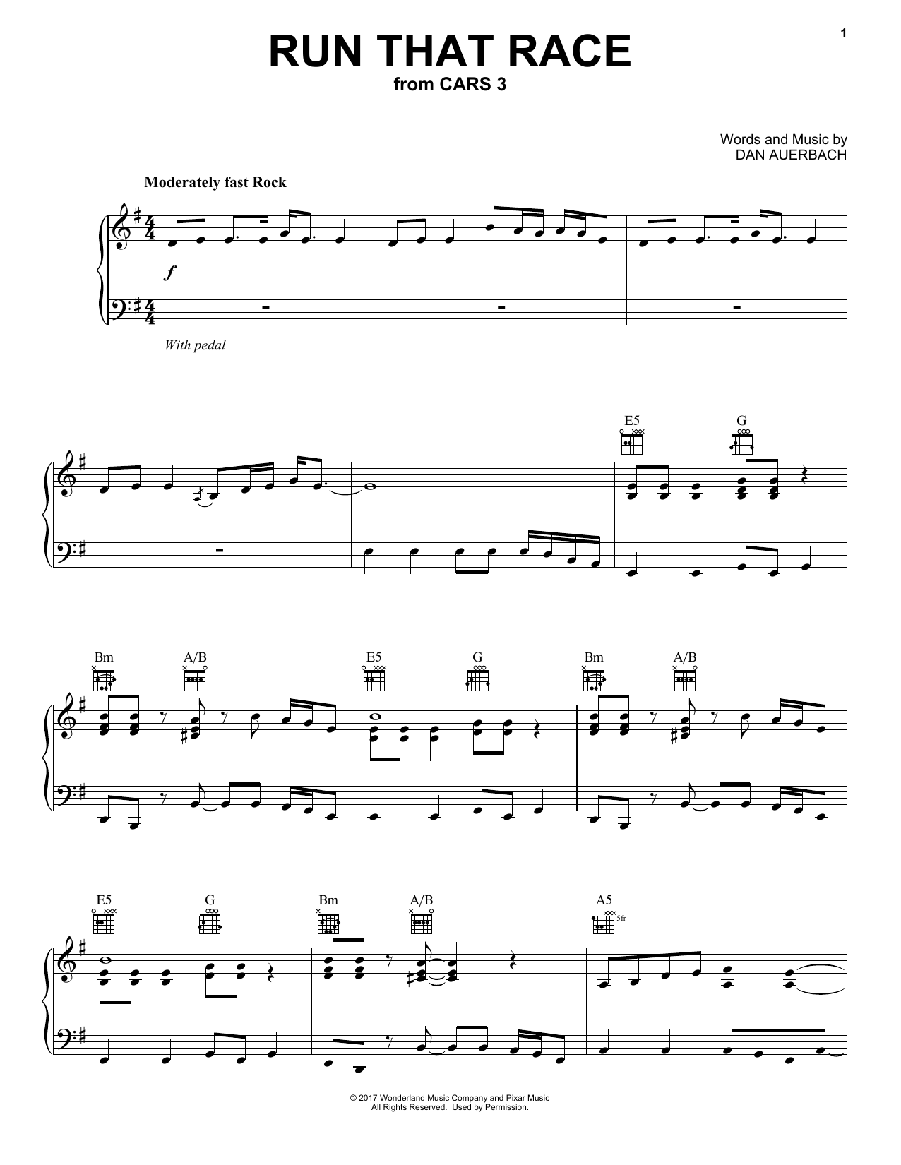 Download Dan Auerbach Run That Race Sheet Music and learn how to play Easy Piano PDF digital score in minutes