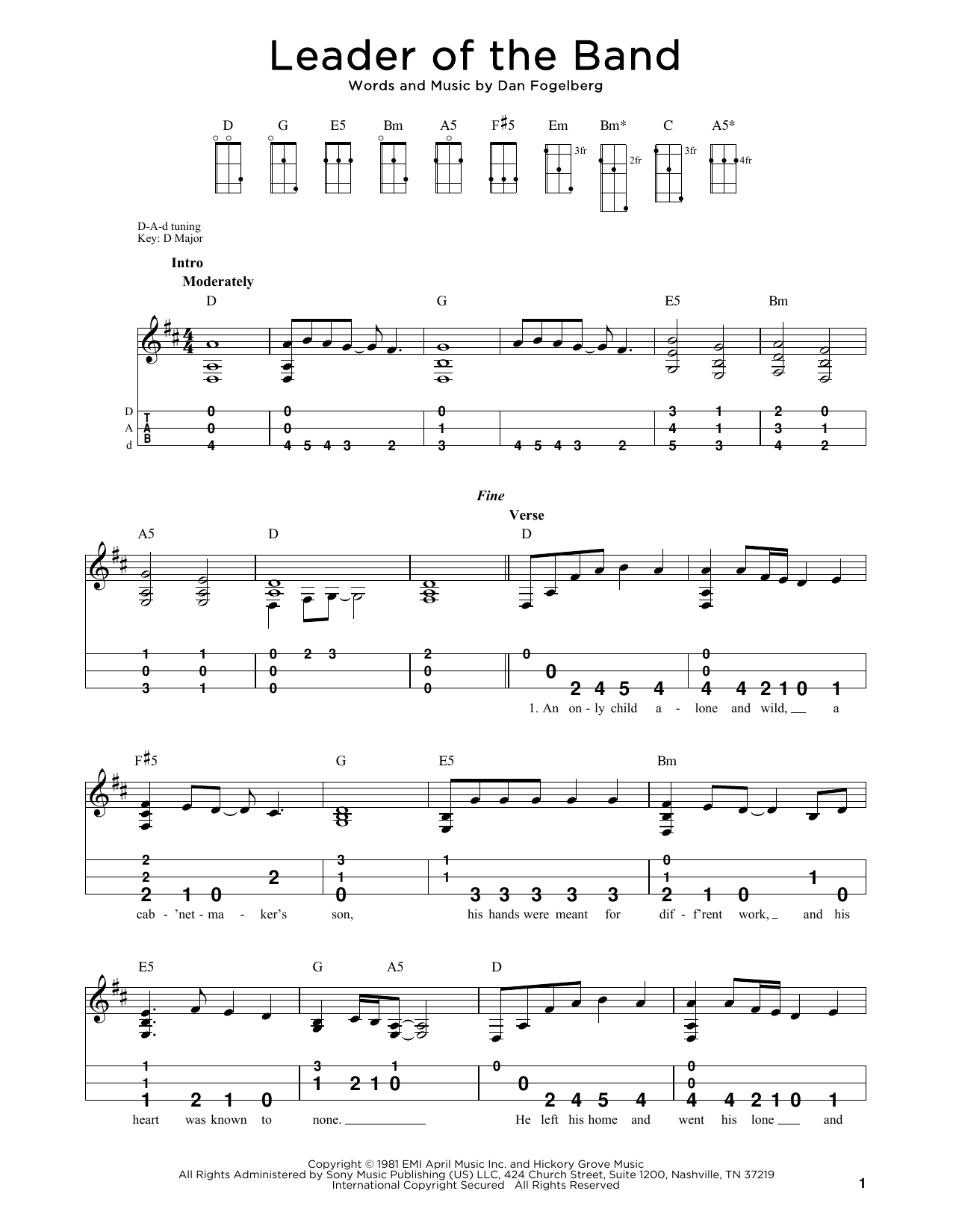 Download Dan Fogelberg Leader Of The Band (arr. Steven B. Eulberg) Sheet Music and learn how to play Dulcimer PDF digital score in minutes