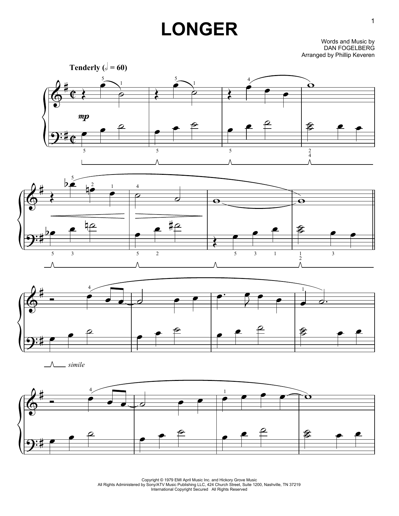 Download Phillip Keveren Longer Sheet Music and learn how to play Easy Piano PDF digital score in minutes