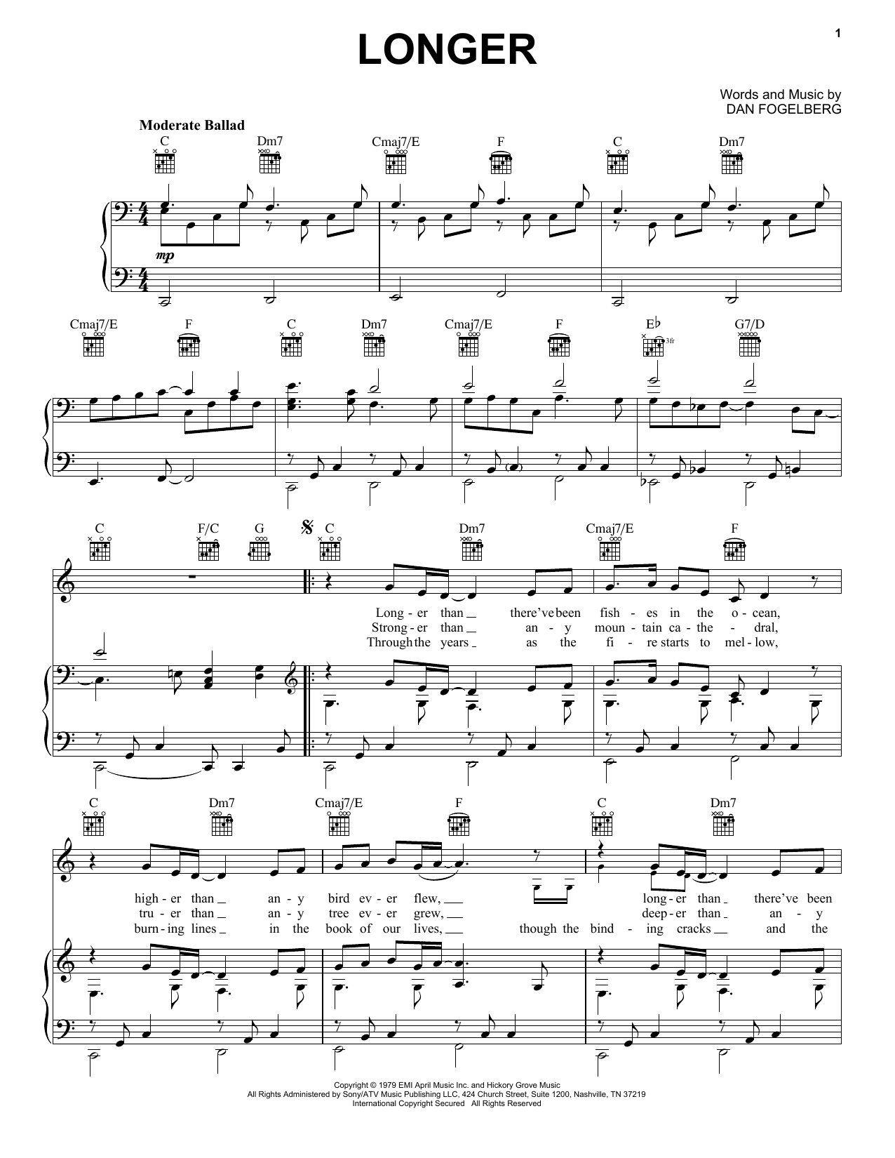 Download Dan Fogelberg Longer Sheet Music and learn how to play Baritone Ukulele PDF digital score in minutes