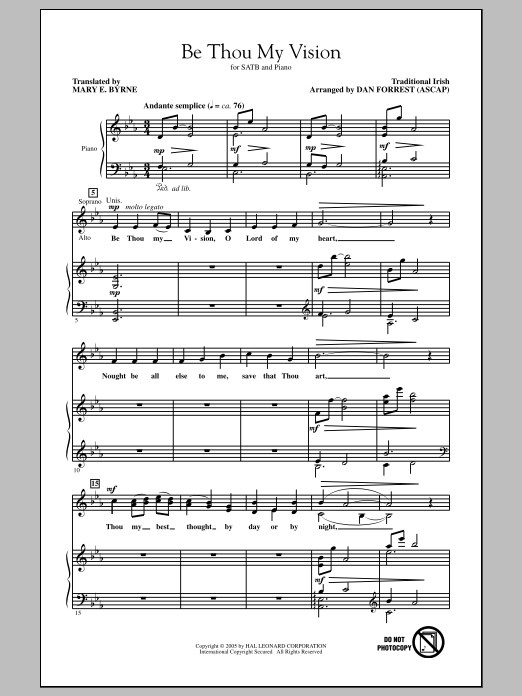 Download Traditional Hymn Be Thou My Vision (arr. Dan Forrest) Sheet Music and learn how to play 2-Part Choir PDF digital score in minutes