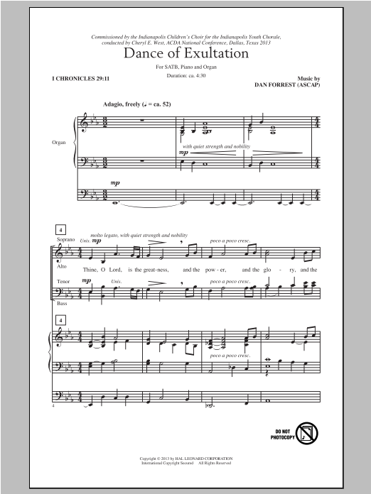 Download Dan Forrest Dance Of Exultation Sheet Music and learn how to play SATB PDF digital score in minutes