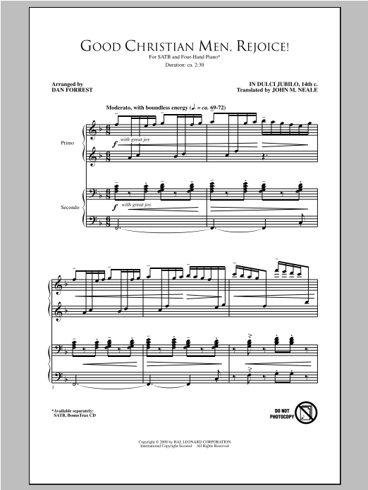 Download Traditional Good Christian Men, Rejoice (arr. Dan Forrest) Sheet Music and learn how to play SATB PDF digital score in minutes