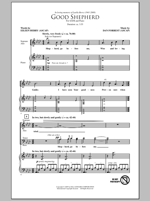 Download Dan Forrest Good Shepherd Sheet Music and learn how to play SATB Choir PDF digital score in minutes