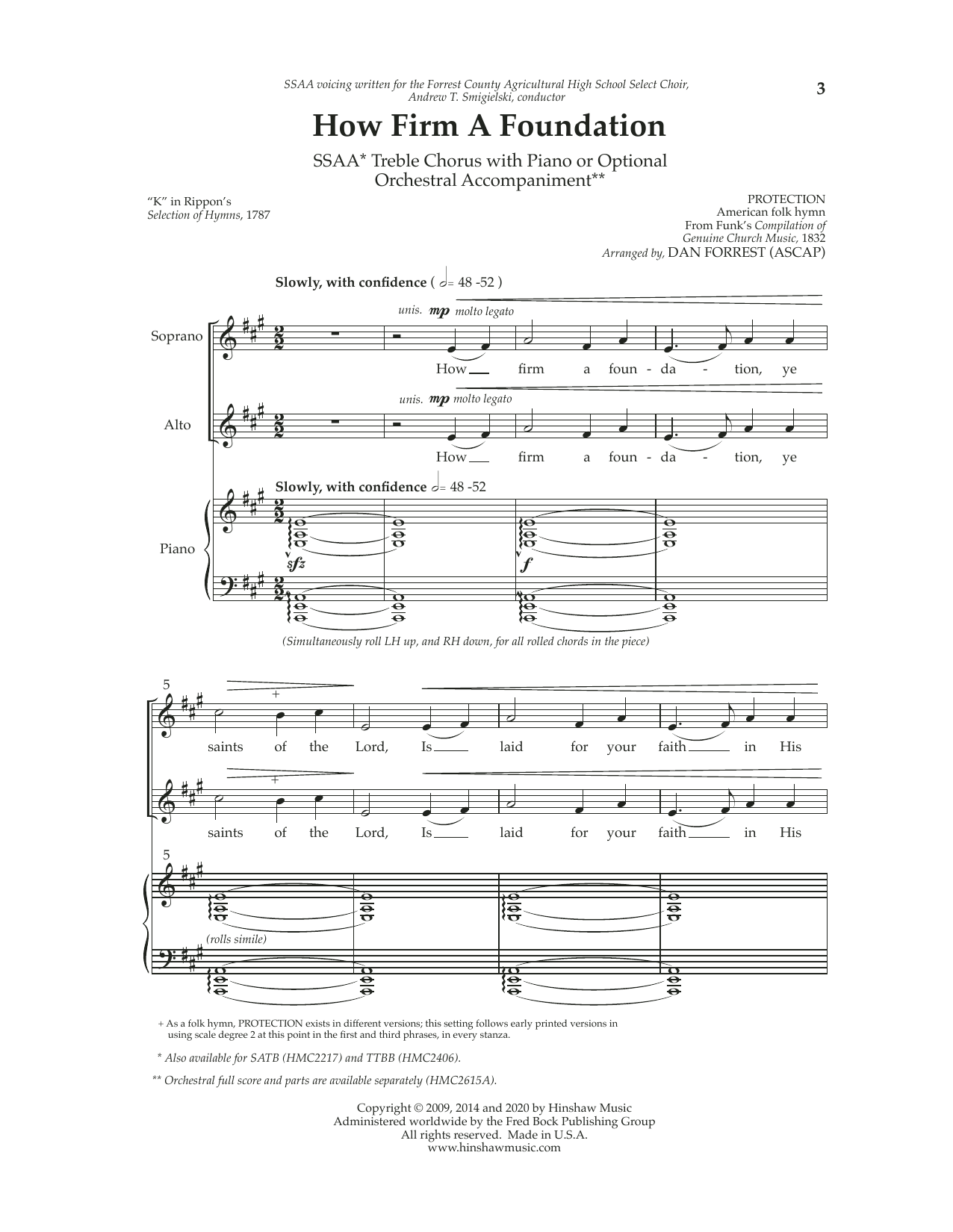 Download Dan Forrest How Firm A Foundation Sheet Music and learn how to play SSAA Choir PDF digital score in minutes