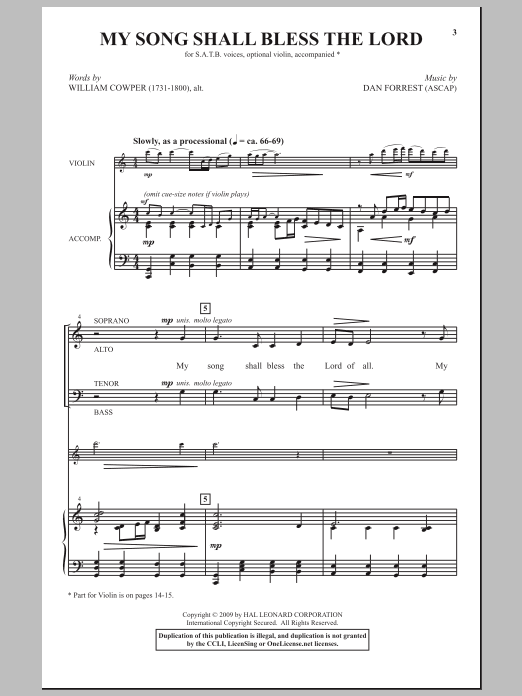 Download Dan Forrest My Song Shall Bless The Lord Sheet Music and learn how to play SATB Choir PDF digital score in minutes