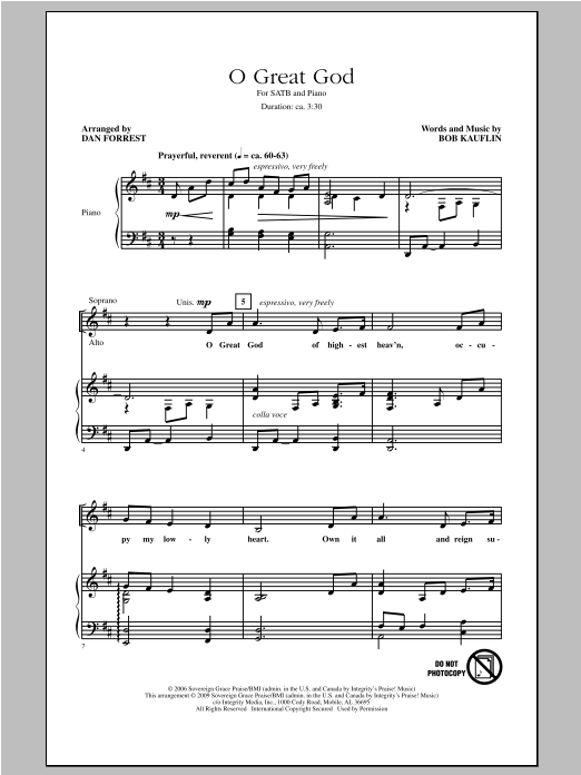 Download Dan Forrest O Great God Sheet Music and learn how to play SATB PDF digital score in minutes