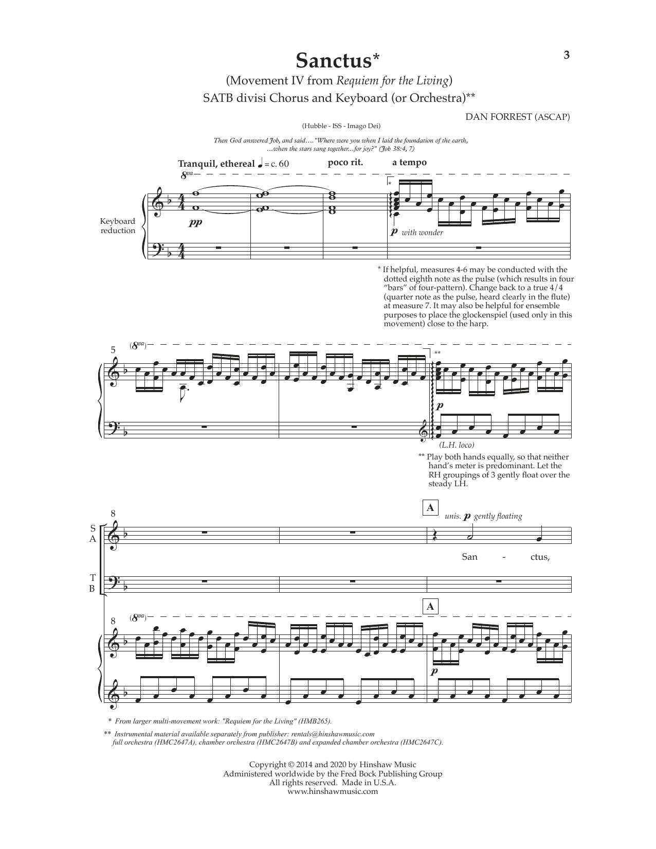 Download Dan Forrest Sanctus (from Requiem For The Living) Sheet Music and learn how to play SATB Choir PDF digital score in minutes