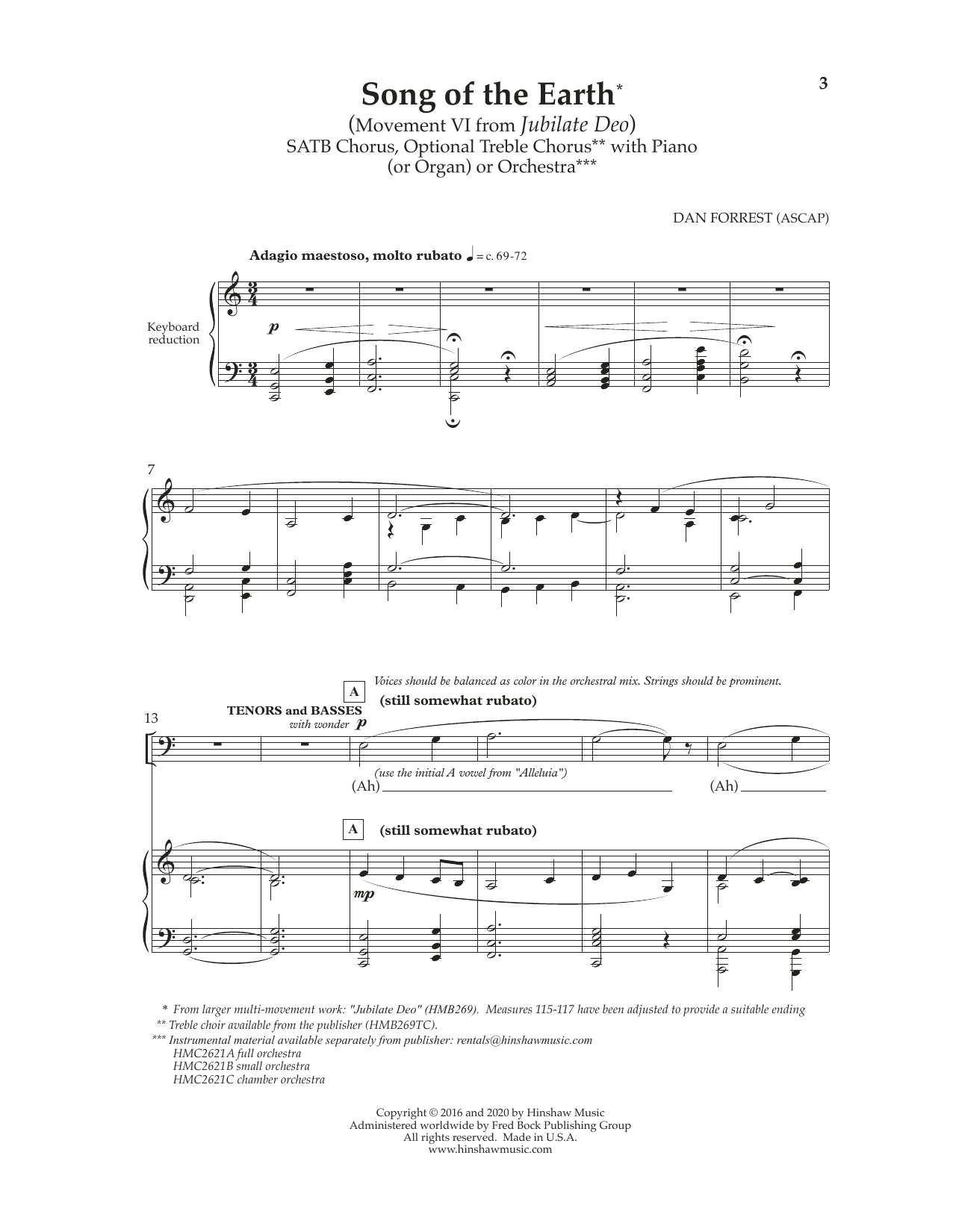Download Dan Forrest Song Of The Earth (Movement VI) (from Jubilate Deo) Sheet Music and learn how to play SATB Choir PDF digital score in minutes