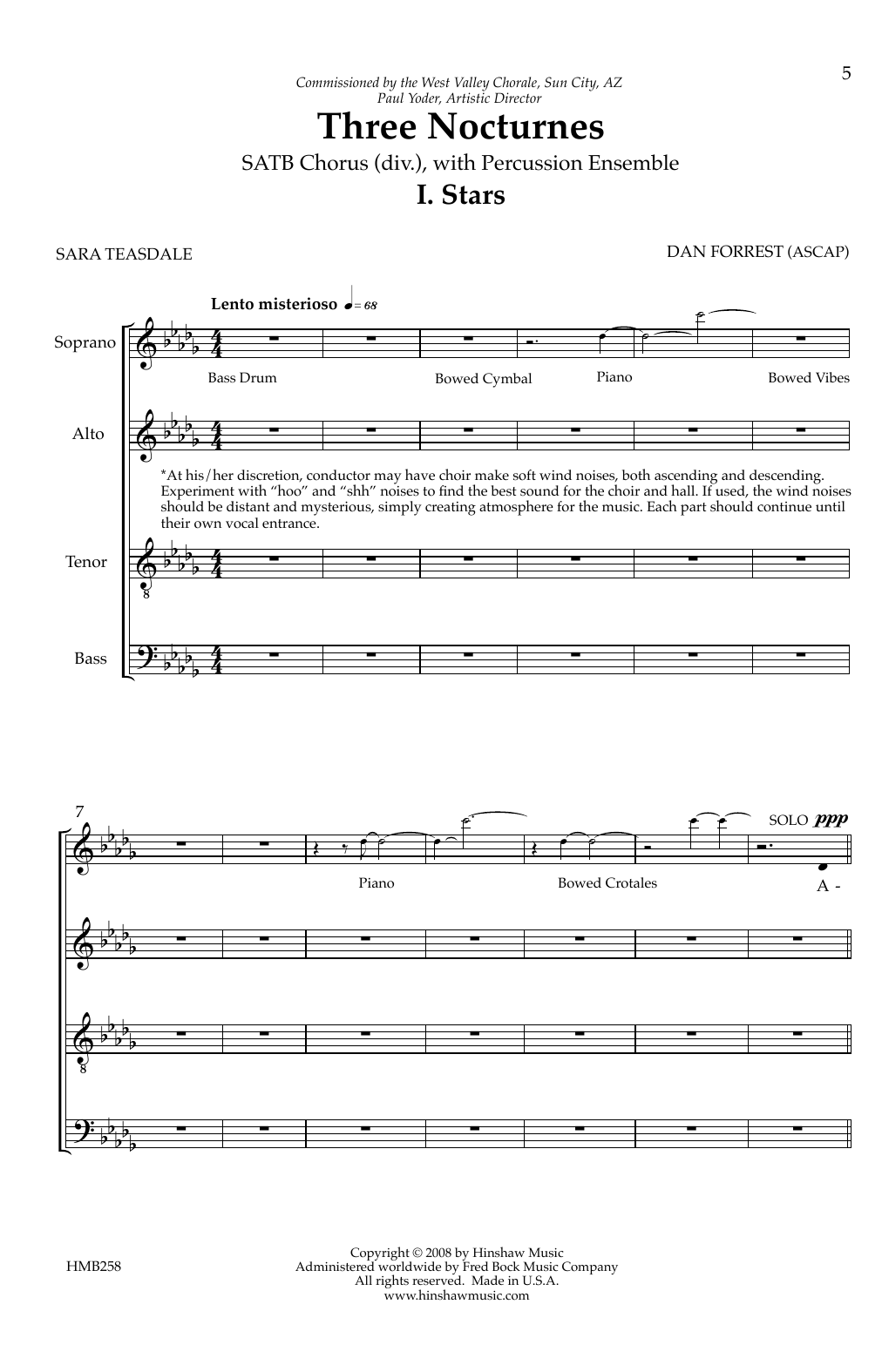 Download Dan Forrest Three Nocturnes Sheet Music and learn how to play Choir PDF digital score in minutes