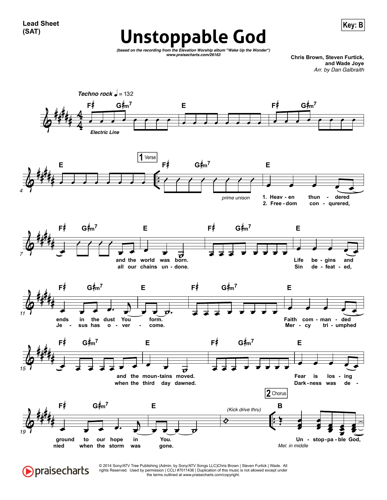 Download Dan Galbraith / Dave Iula Unstoppable God Sheet Music and learn how to play Lead Sheet / Fake Book PDF digital score in minutes