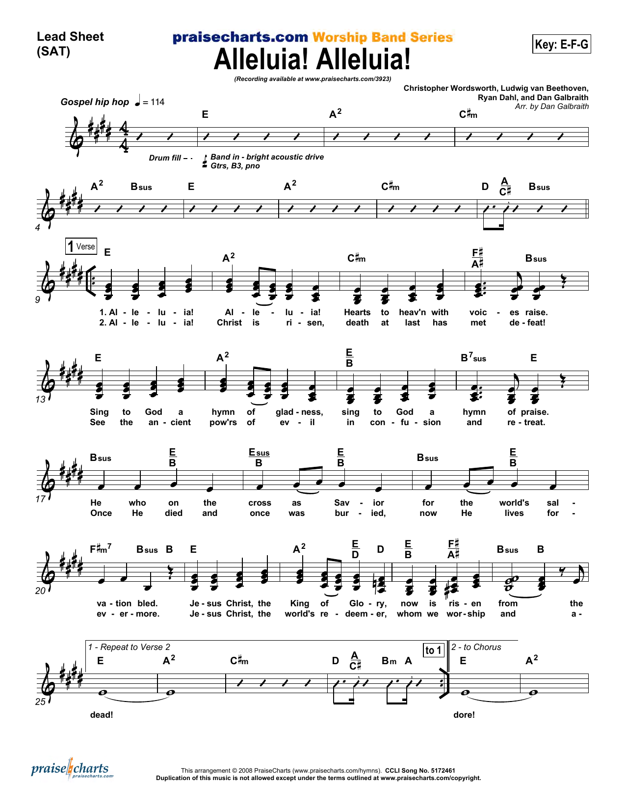 Download Dan Galbraith Alleluia Alleluia Sheet Music and learn how to play Lead Sheet / Fake Book PDF digital score in minutes