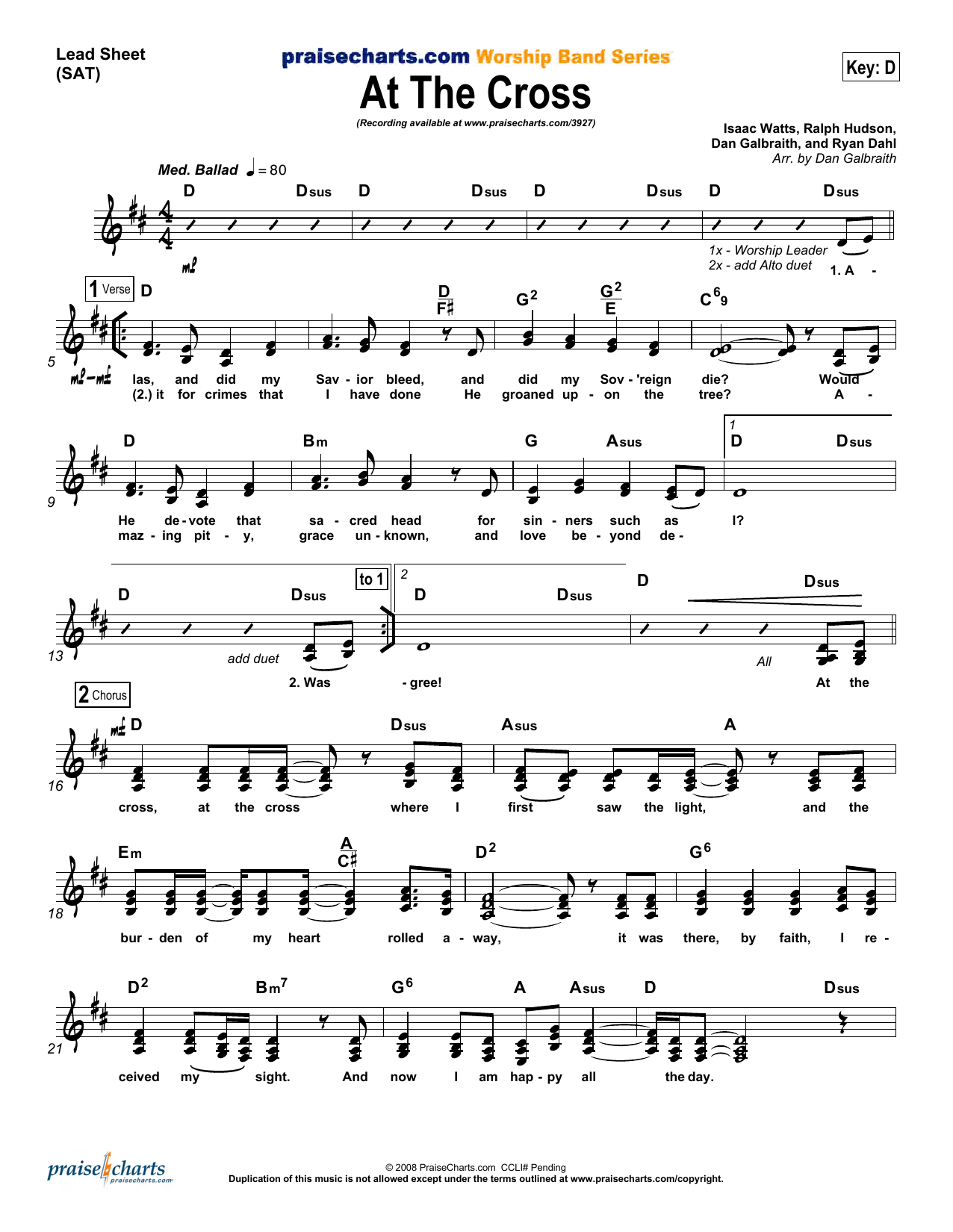 Download Dan Galbraith At the Cross Sheet Music and learn how to play Lead Sheet / Fake Book PDF digital score in minutes
