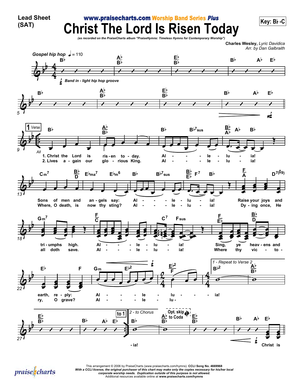 Download Dan Galbraith Christ the Lord Is Risen Today Sheet Music and learn how to play Lead Sheet / Fake Book PDF digital score in minutes