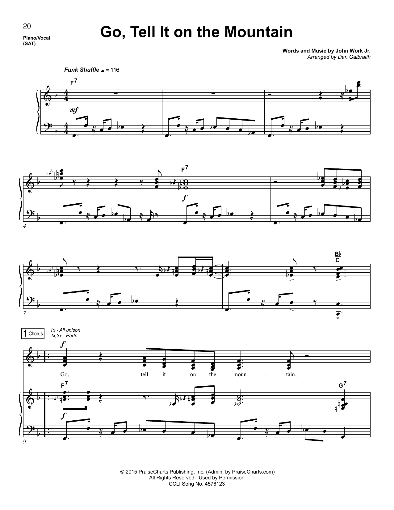 Download African-American Spiritual Go, Tell It On The Mountain Sheet Music and learn how to play Piano & Vocal PDF digital score in minutes