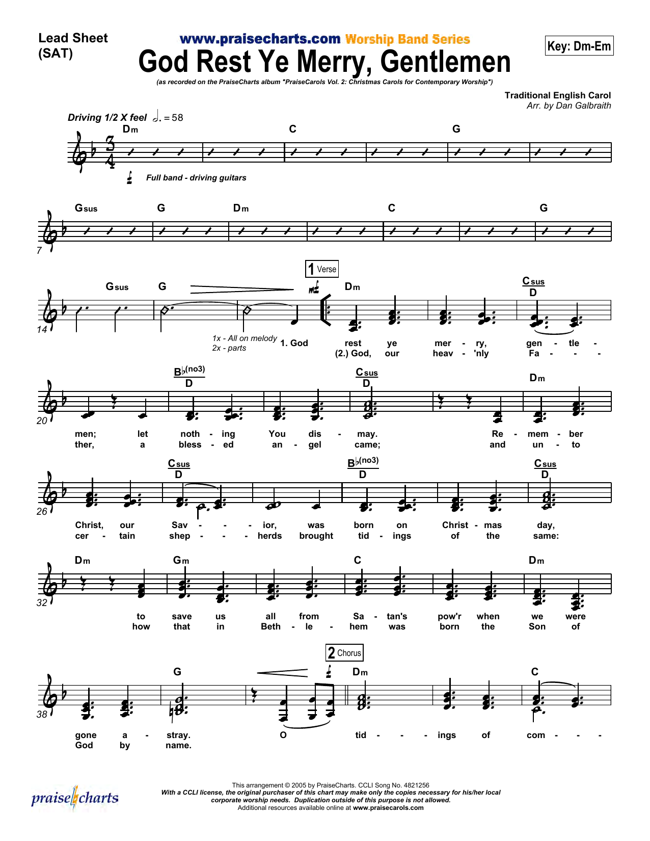 Download Dan Galbraith God Rest Ye Merry Gentlemen Sheet Music and learn how to play Lead Sheet / Fake Book PDF digital score in minutes