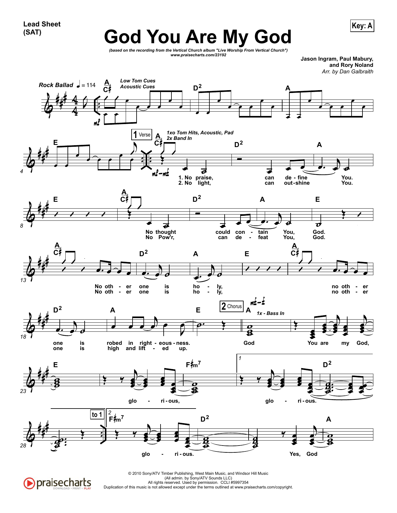 Download Dan Galbraith God You Are My God Sheet Music and learn how to play Lead Sheet / Fake Book PDF digital score in minutes