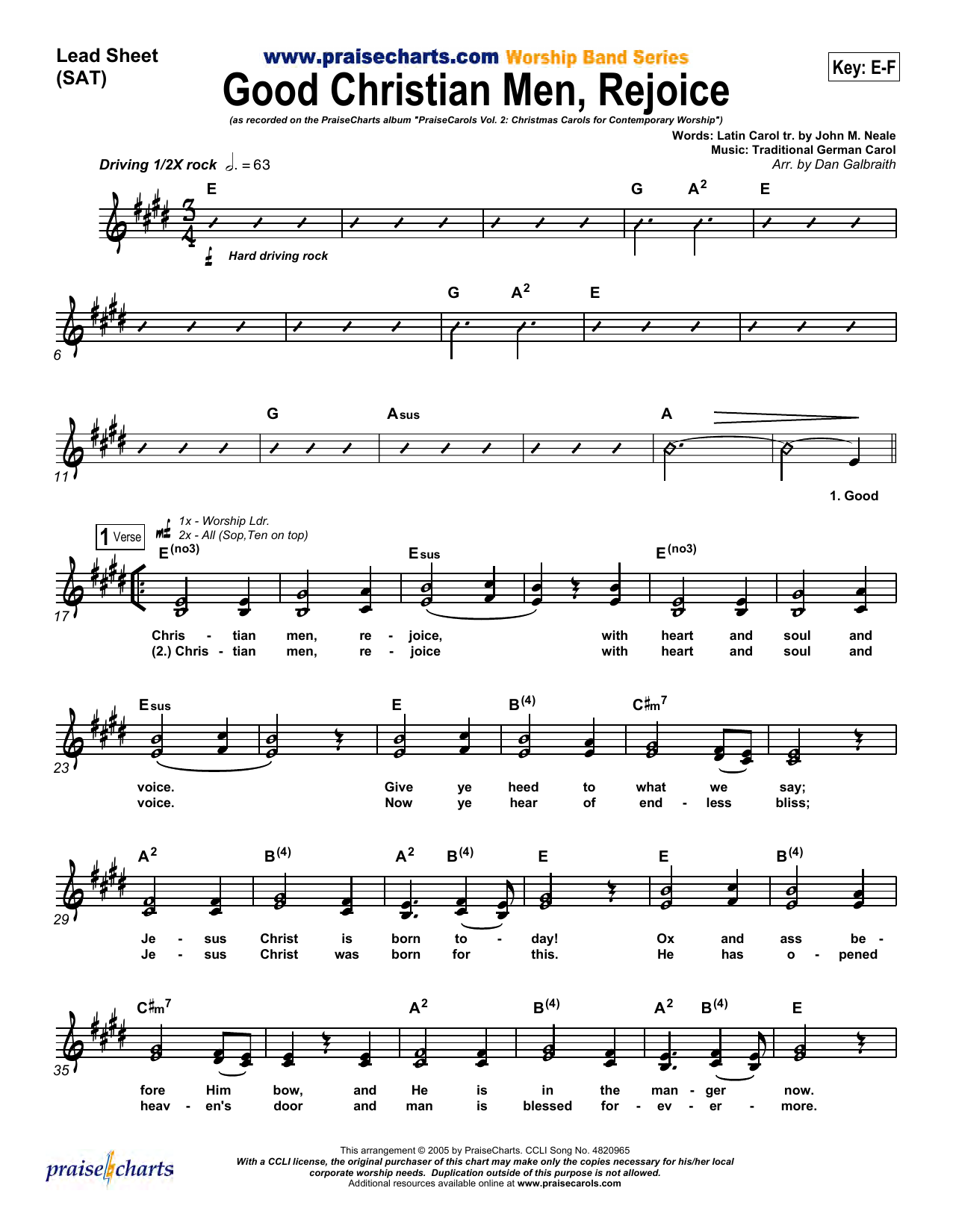Download Dan Galbraith Good Christian Men Rejoice Sheet Music and learn how to play Lead Sheet / Fake Book PDF digital score in minutes