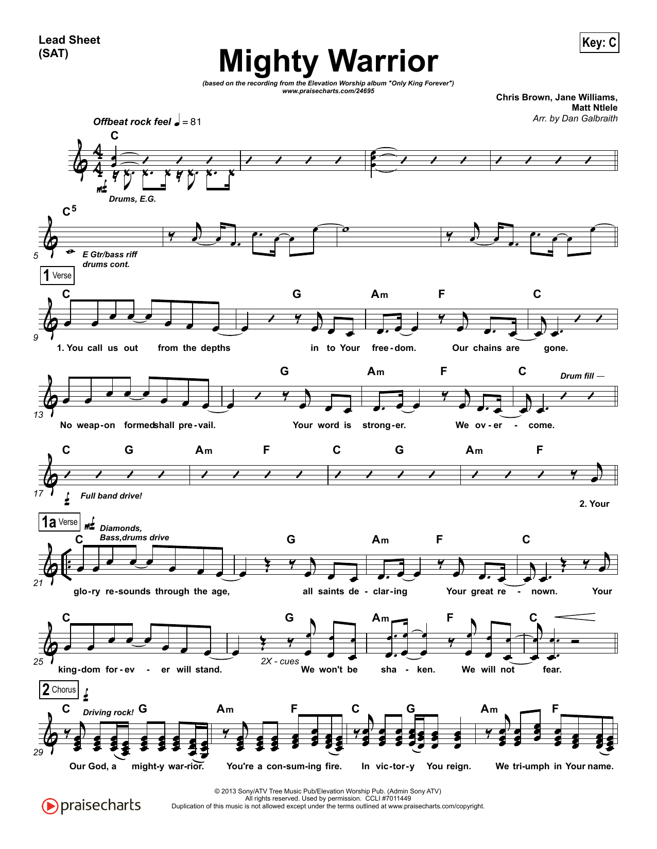 Download Dan Galbraith Mighty Warrior Sheet Music and learn how to play Lead Sheet / Fake Book PDF digital score in minutes