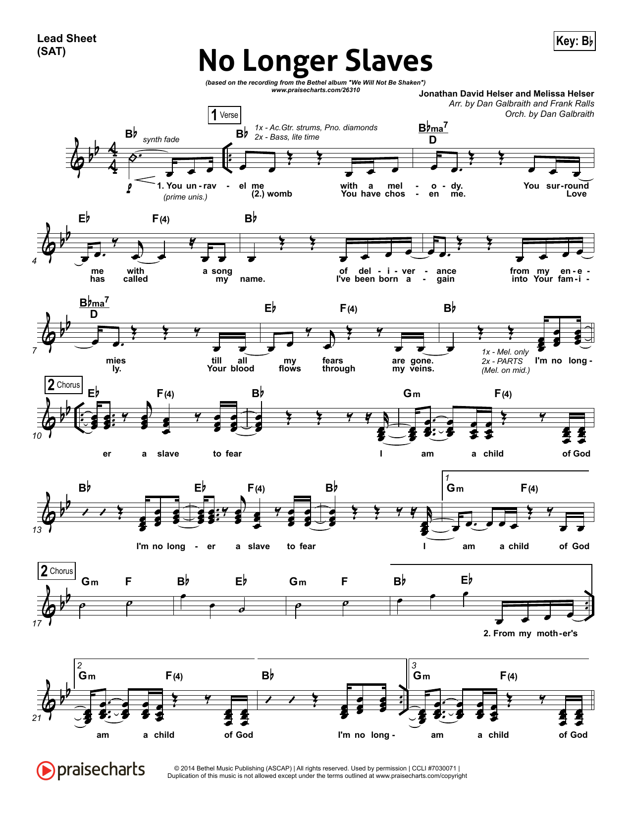 Download Dan Galbraith No Longer Slaves Sheet Music and learn how to play Lead Sheet / Fake Book PDF digital score in minutes