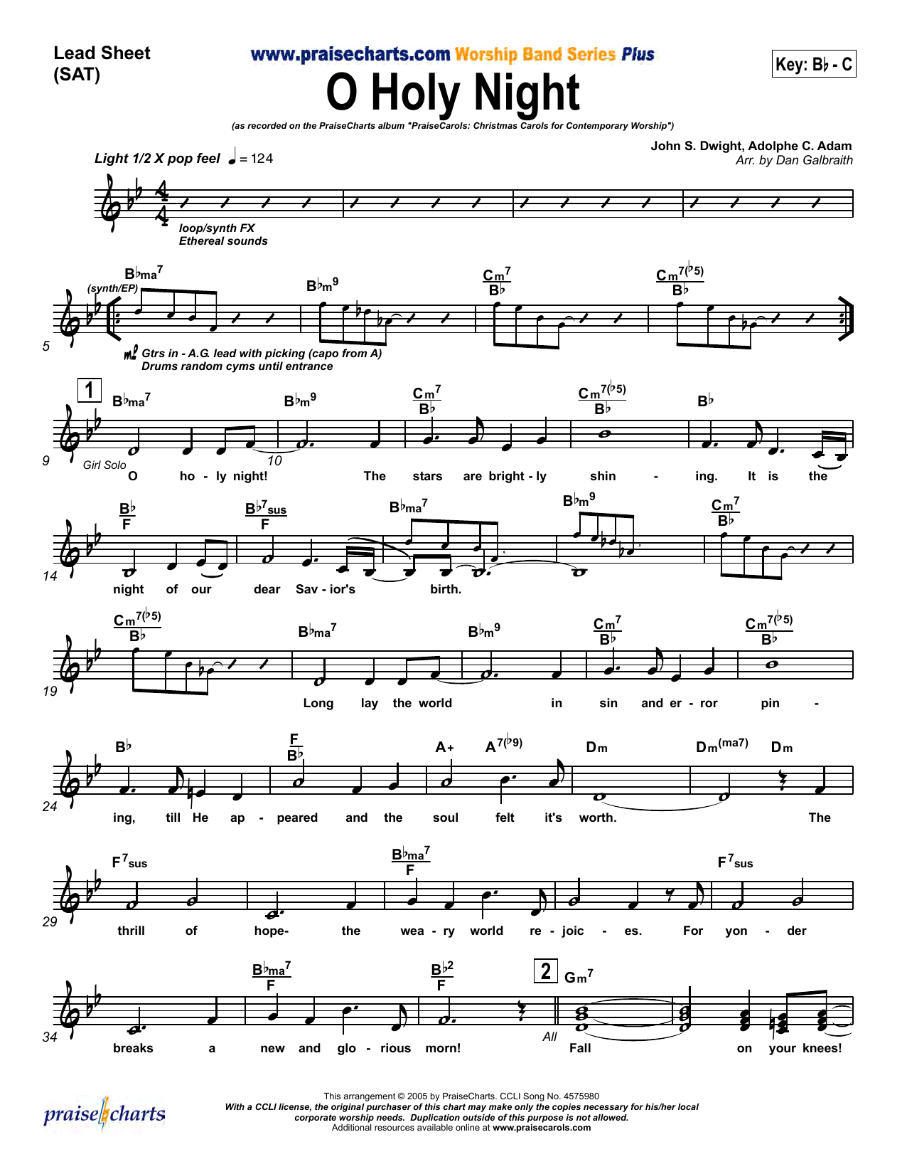 Download Dan Galbraith O Holy Night Sheet Music and learn how to play Lead Sheet / Fake Book PDF digital score in minutes