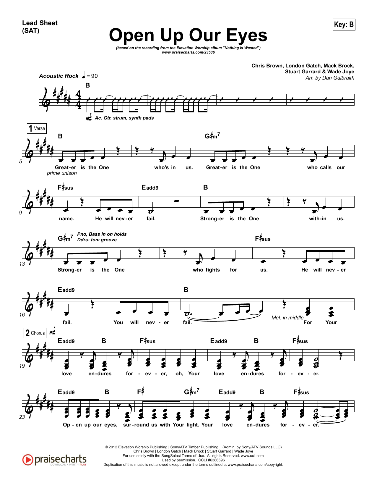 Download Dan Galbraith Open Up Our Eyes Sheet Music and learn how to play Lead Sheet / Fake Book PDF digital score in minutes