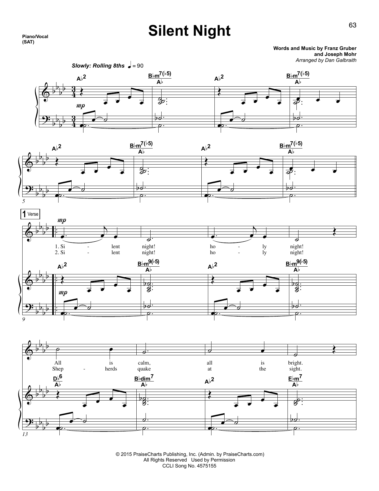 Download Dan Galbraith Silent Night Sheet Music and learn how to play Lead Sheet / Fake Book PDF digital score in minutes