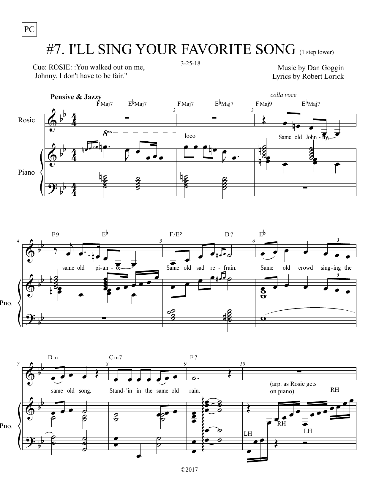 Download Dan Goggin & Robert Lorick I'll Sing Your Favorite Song (from Johnny Manhattan: A New Musical) Sheet Music and learn how to play Piano & Vocal PDF digital score in minutes