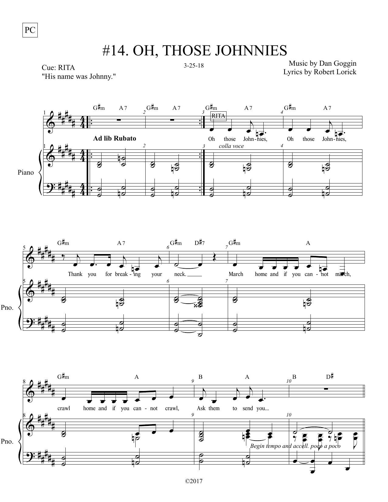 Download Dan Goggin & Robert Lorick Oh, Those Johnnies (from Johnny Manhattan: A New Musical) Sheet Music and learn how to play Piano & Vocal PDF digital score in minutes