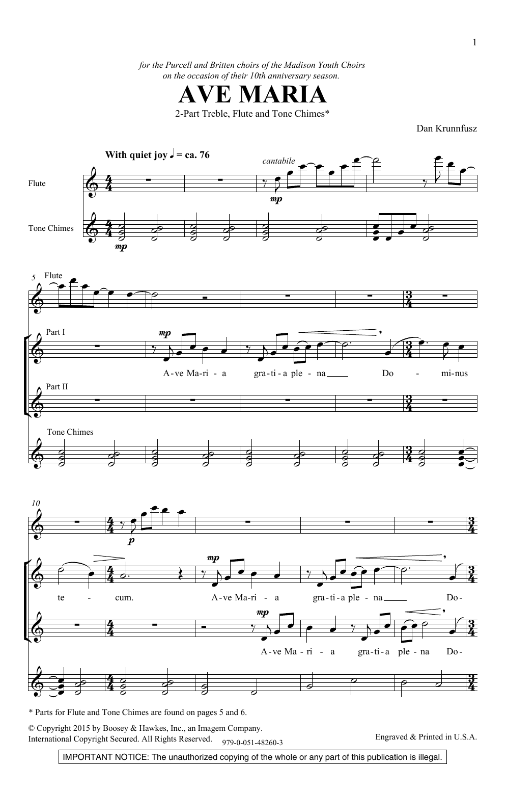 Download Dan Krunnfusz Ave Maria Sheet Music and learn how to play 2-Part Choir PDF digital score in minutes