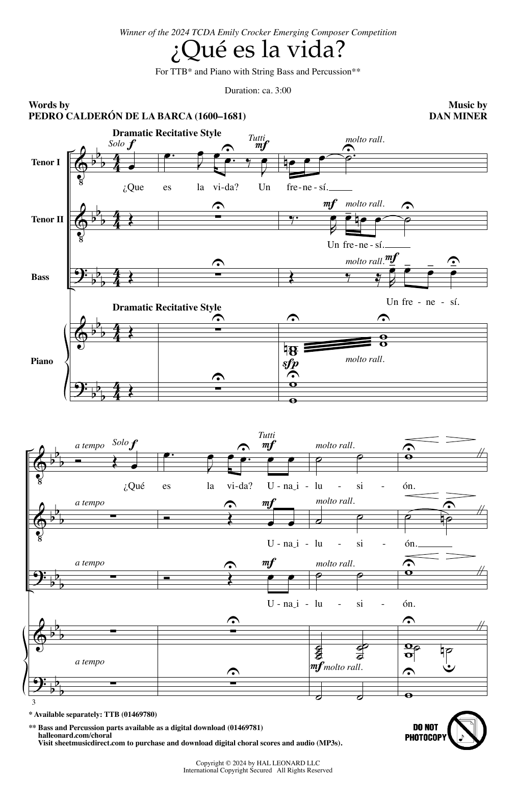 Download Dan Miner ¿Qué Es La Vida? Sheet Music and learn how to play Choir PDF digital score in minutes