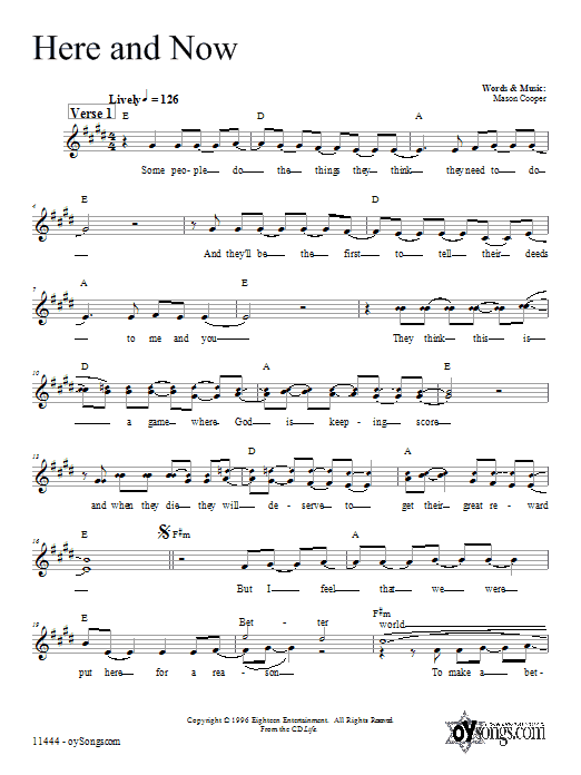 Download Dan Nichols Here and Now Sheet Music and learn how to play Melody Line, Lyrics & Chords PDF digital score in minutes