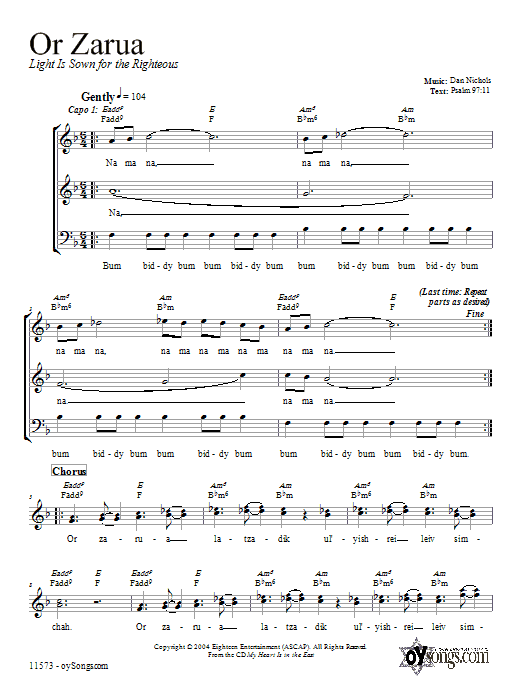 Download Dan Nichols Or Zarua Sheet Music and learn how to play Melody Line, Lyrics & Chords PDF digital score in minutes