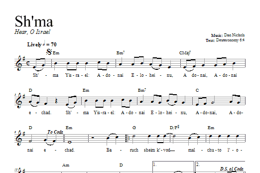 Download Dan Nichols Shema Sheet Music and learn how to play Melody Line, Lyrics & Chords PDF digital score in minutes