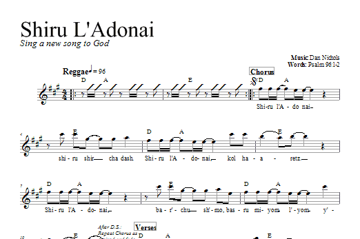 Download Dan Nichols Shiru L'Adonai Sheet Music and learn how to play Melody Line, Lyrics & Chords PDF digital score in minutes